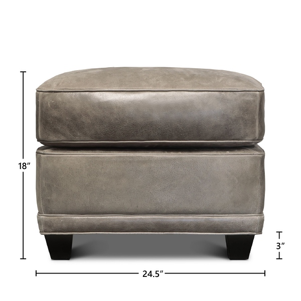 Top grain store leather ottoman